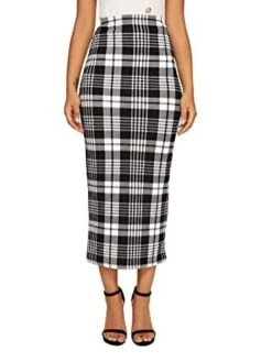 Women's Skirt Scottish Tartans Plaid Skirt Midi Cotton Blend Black White Red Skirts Fall & Winter Print High Waist Fashion Sexy Christmas Street Xmas S M L -Outlet Suit Skirt Fit Store aeiejj1694742583346