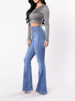 Women's Jeans Bootcut Pants Trousers Full Length Denim Pocket High Cut Micro-elastic High Waist Fashion Streetwear Street Daily Deep Blue LightBlue S M Fall Winter -Outlet Suit Skirt Fit Store aihuqv1693295604765