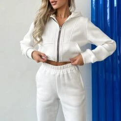 Women's Tracksuit Sweatsuit 2 Piece Athletic Winter Long Sleeve Thermal Warm Breathable Moisture Wicking Fitness Running Jogging Sportswear Activewear Solid Colored Black White Pink -Outlet Suit Skirt Fit Store akztul1692180987309