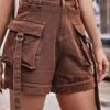 Women's Cargo Shorts Shorts Denim Black Army Green Brown Fashion Casual Daily Short Comfort Solid Color S M L XL 2XL