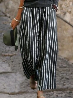 Women's Wide Leg Capri Shorts Baggy Ankle-Length Cotton Pocket Baggy Micro-elastic Mid Waist Streetwear Simple Outdoor Vacation Rice White Black S M Summer Spring