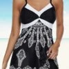 Women's Swimwear Swim Dress 2 Piece Plus Size Swimsuit Modest Swimwear Open Back For Big Busts Print Floral Black Pink Red Blue Tunic Shirts Strap Bathing Suits New Vacation Fashion