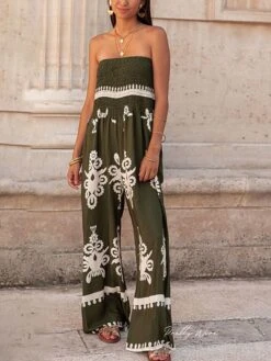 Women's Jumpsuit Backless High Waist Floral Strapless Holiday Street Daily Regular Fit Sleeveless Black Green S M L Summer 24 Women's Jumpsuit Backless High Waist Floral Strapless Holiday Street Daily Regular Fit Sleeveless Black Green S M L Summer -Outlet Suit Skirt Fit Store azvylj1690352958015