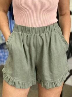 Women's Shorts Black Green Beige Fashion Casual Daily Ruffle Side Pockets Short Comfort Plain S M L XL 2XL