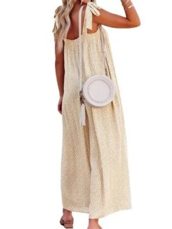 Women's Overall Pocket Print Polka Dot Square Neck Boho Street Daily Regular Fit Sleeveless Pink Khaki Light Blue S M L Spring -Outlet Suit Skirt Fit Store bcsiad1654676559602