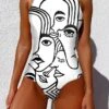 Women's Swimwear One Piece Normal Swimsuit Printing Graphic White Yellow Pink Blue Bodysuit Bathing Suits Sports Beach Wear Summer