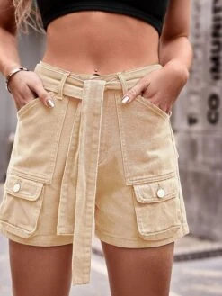 Women's Cargo Shorts Shorts Denim Black Khaki Army Green Fashion Casual Daily Short Comfort Solid Color S M L XL 2XL