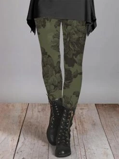 Women's Leggings Full Length Fashion Soft Daily Vacation Deep Green Gray Green S M All Seasons