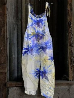 Women's Overall Utility Print Floral Crew Neck Trug Life Streetwear Daily Vacation Loose Fit Sleeveless White Pink Red S M L Summer Fall -Outlet Suit Skirt Fit Store bndtae1685951564496