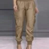 Women's Cargo Pants Pants Trousers Full Length Micro-elastic High Waist Fashion Streetwear Street Daily Black Khaki S M Fall Winter