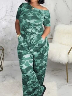 Women's Jumpsuit Pocket Print Camo / Camouflage Crew Neck Streetwear Street Daily Regular Fit Half Sleeve Black Purple Green S M L Summer -Outlet Suit Skirt Fit Store bvpsvn1680596482398