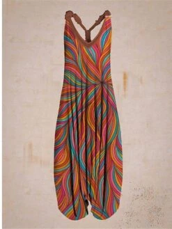 Women's Jumpsuit Backless Print Floral V Neck Casual Daily Vacation Regular Fit Sleeveless Blue Orange Green S M L Summer