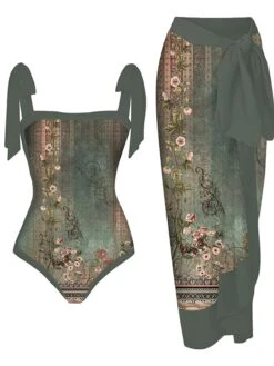 Women's Swimwear One Piece Beach Bottom Normal Swimsuit 2 Piece Printing Tie Dye Floral Black Light Green Blue Dark Green Green Bodysuit Bathing Suits Sports Beach Wear Summer 7 Women's Swimwear One Piece Beach Bottom Normal Swimsuit 2 Piece Printing Tie Dye Floral Black Light Green Blue Dark Green Green Bodysuit Bathing Suits Sports Beach Wear Summer -Outlet Suit Skirt Fit Store cjxgko1685003291235