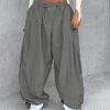 Women‘s Cargo Parachute pants Wide Leg Trousers Full Length Fashion Streetwear Street Daily Grey XS S Fall Winter