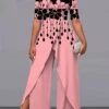 Women‘s Jumpsuit Print Floral Off Shoulder Pink Fall Winter Elegant Wedding Party Wide Leg Regular Fit Short Sleeve White Royal Blue S M L Summer