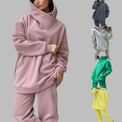 Women's 2 Piece Tracksuit Sweatsuit Street Athleisure Winter Long Sleeve Thermal Warm Breathable Moisture Wicking Fitness Running Jogging Sportswear Solid Colored Hoodie Track Pants Dark Grey