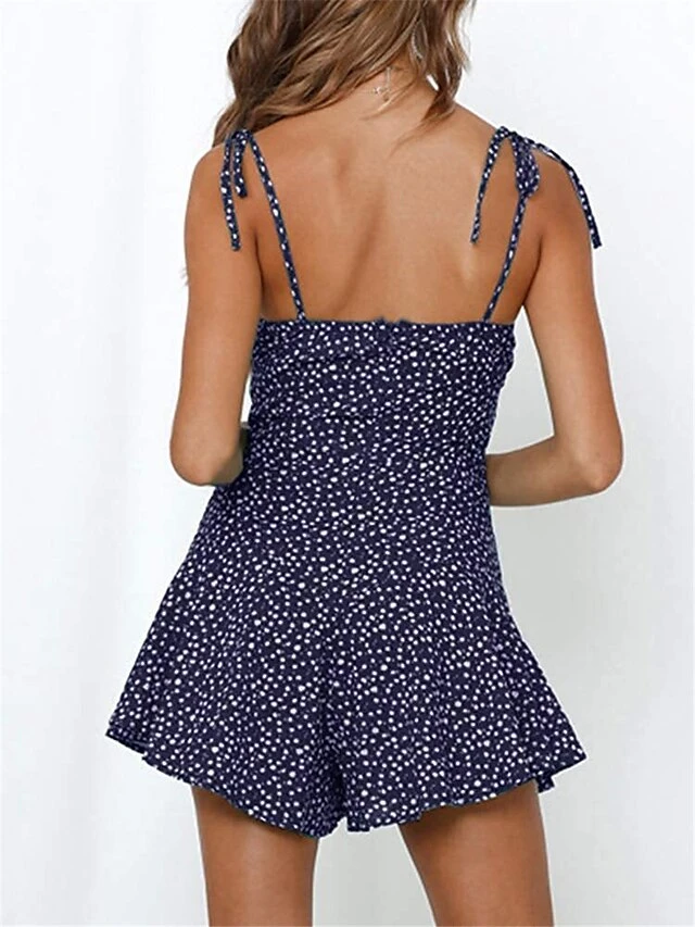 Women's Romper Backless Print Floral Square Neck Streetwear Street Daily Regular Fit Sleeveless Wine Blue Orange S M L Summer 2 Women's Romper Backless Print Floral Square Neck Streetwear Street Daily Regular Fit Sleeveless Wine Blue Orange S M L Summer - Image 2