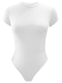 Women's Bodysuit High Waist Solid Color Crew Neck Streetwear Daily Going Out Regular Fit Short Sleeve Black White Pink S M L Summer -Outlet Suit Skirt Fit Store cqwwyt1692615959314