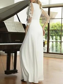 Women's Jumpsuit Lace Solid Color Crew Neck Streetwear Wedding Party Regular Fit Long Sleeve White S M L Summer 11 Women's Jumpsuit Lace Solid Color Crew Neck Streetwear Wedding Party Regular Fit Long Sleeve White S M L Summer -Outlet Suit Skirt Fit Store dabvzu1681730346334