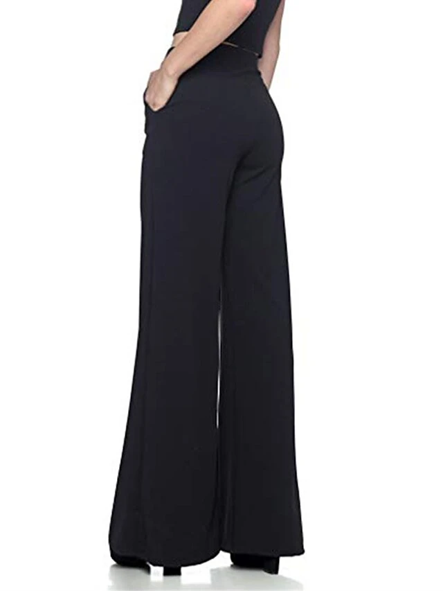 Women's Dress Pants Bell Bottom Pants Trousers Full Length Pocket High Cut Micro-elastic High Waist Fashion Elegant Office Work Black White S M Winter Autumn / Fall 4 Women's Dress Pants Bell Bottom Pants Trousers Full Length Pocket High Cut Micro-elastic High Waist Fashion Elegant Office Work Black White S M Winter Autumn / Fall - Image 4
