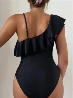 Stylish Women Sexy Mesh Swimwear Ruffles Sloping Shoulder One Piece Swimsuit Solid Colors Beach Swimming Bodysuit High Cut Bathing Suits 14 Stylish Women Sexy Mesh Swimwear Ruffles Sloping Shoulder One Piece Swimsuit Solid Colors Beach Swimming Bodysuit High Cut Bathing Suits -Outlet Suit Skirt Fit Store ddefwt1690363727647