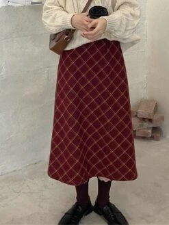 Women's Skirt Long Skirt Midi Cotton Wine Skirts Fall & Winter Plaid Print High Waist Fashion Elegant Christmas Street Xmas S M L 21 Women's Skirt Long Skirt Midi Cotton Wine Skirts Fall & Winter Plaid Print High Waist Fashion Elegant Christmas Street Xmas S M L -Outlet Suit Skirt Fit Store deckbl1695351443761