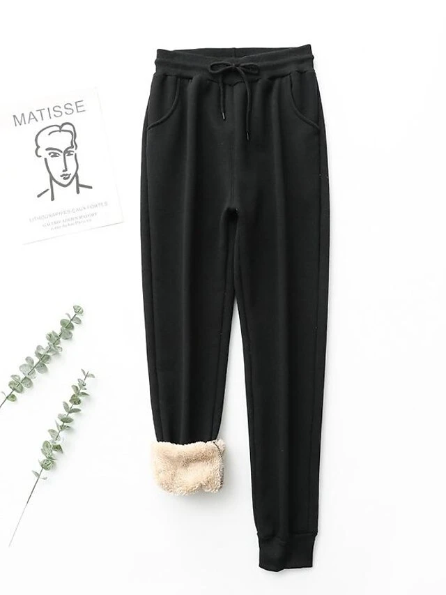 Women's Fleece Pants Joggers Pants Trousers Full Length Cotton Blend Baggy Stretchy High Waist Casual Lounge Office Vacation Denim Blue Pea Green S M Fall & Winter 6 Women's Fleece Pants Joggers Pants Trousers Full Length Cotton Blend Baggy Stretchy High Waist Casual Lounge Office Vacation Denim Blue Pea Green S M Fall & Winter - Image 6