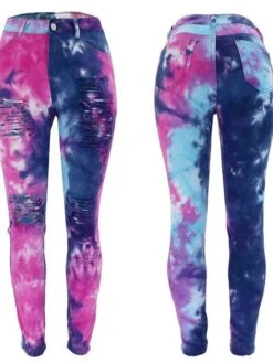 Women's Jeans Skinny Pants Trousers Ankle-Length Denim Ripped Print Micro-elastic Fashion Casual Daily Pink Blue S M -Outlet Suit Skirt Fit Store dmxvhi1671777863902