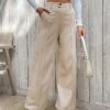 Women's Culottes Wide Leg Pants Trousers Full Length Micro-elastic Fashion Streetwear Outdoor Casual Daily Apricot S M Fall Winter