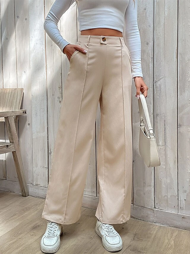 Women's Culottes Wide Leg Pants Trousers Full Length Micro-elastic Fashion Streetwear Outdoor Casual Daily Apricot S M Fall Winter 1 Women's Culottes Wide Leg Pants Trousers Full Length Micro-elastic Fashion Streetwear Outdoor Casual Daily Apricot S M Fall Winter