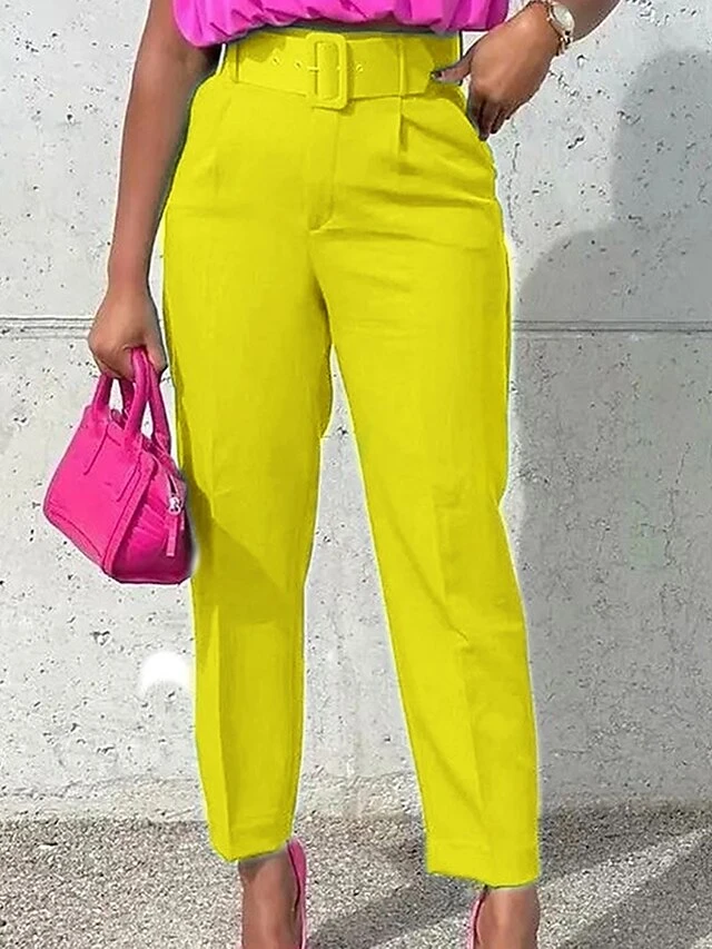 Women's Dress Pants Chinos Work Pants Full Length Micro-elastic High Waist Fashion Streetwear Office Work Black White S M Fall Winter 5 Women's Dress Pants Chinos Work Pants Full Length Micro-elastic High Waist Fashion Streetwear Office Work Black White S M Fall Winter - Image 5