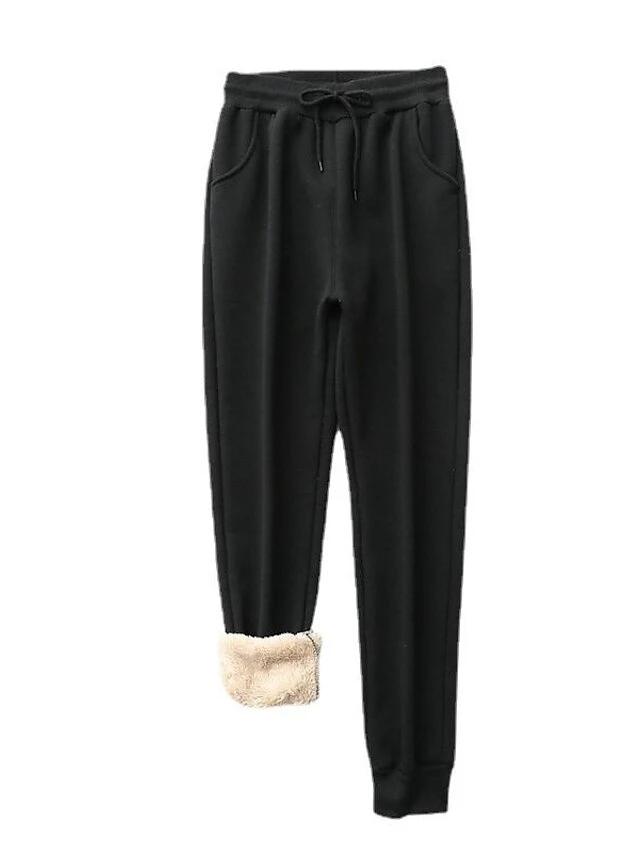 Women's Fleece Pants Joggers Pants Trousers Full Length Cotton Blend Baggy Stretchy High Waist Casual Lounge Office Vacation Denim Blue Pea Green S M Fall & Winter 3 Women's Fleece Pants Joggers Pants Trousers Full Length Cotton Blend Baggy Stretchy High Waist Casual Lounge Office Vacation Denim Blue Pea Green S M Fall & Winter - Image 3