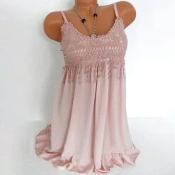 Women's Plus Size Tank Top Camisole Summer Tops White Blue Green Solid Color Lace Ruffle Sleeveless Daily Weekend Holiday Casual Strap Regular Fit Summer Spring -Outlet Suit Skirt Fit Store dsduay1656055494974