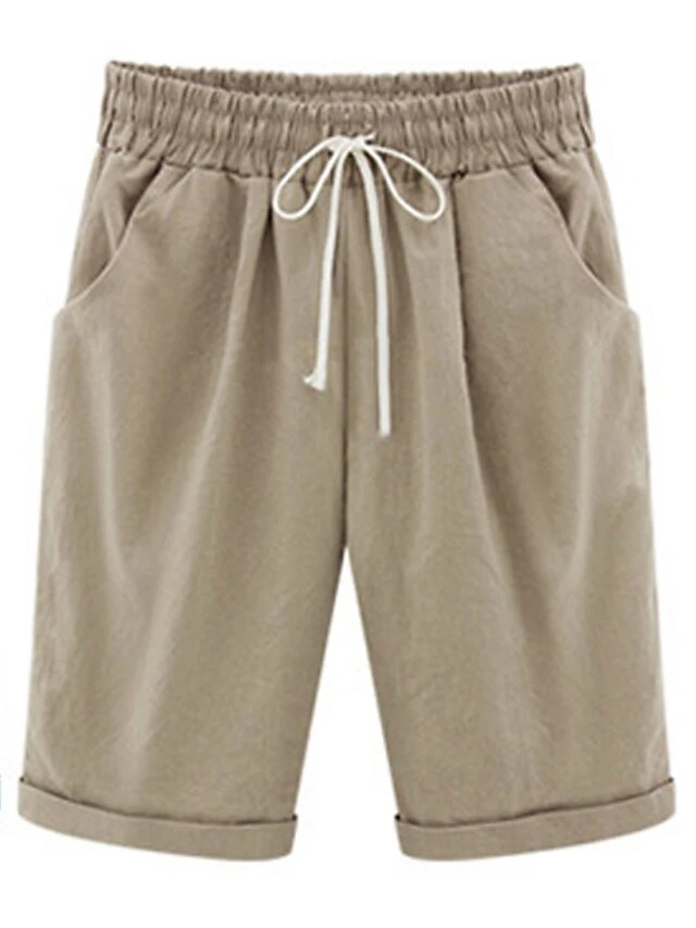 Women's Slacks Sunday Shorts Cotton Blend Light Blue Pink ArmyGreen Mid Waist Vacation Casual Work Beach Pocket Micro-elastic Knee Length Lightweight Solid Color S M L XL 2XL / Loose Fit 12 Women's Slacks Sunday Shorts Cotton Blend Light Blue Pink ArmyGreen Mid Waist Vacation Casual Work Beach Pocket Micro-elastic Knee Length Lightweight Solid Color S M L XL 2XL / Loose Fit - Image 12