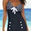 Women's Swimwear Swimdresses Plus Size Swimsuit Halter 2 Piece Printing Polka Dot Black Blue Purple Bathing Suits Sports Beach Wear Summer