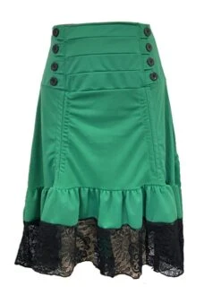 Women's Skirt Asymmetrical Polyester Lace Over Charmeuse Black Red Navy Blue Skirts Winter Ruffle Drawstring Side Button High Waist Steampunk® Retro Gothic Carnival Costumes Ladies Christmas -Outlet Suit Skirt Fit Store eadfnz1635225051876