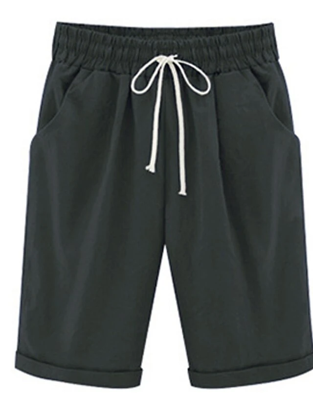 Women's Slacks Sunday Shorts Cotton Blend Light Blue Pink ArmyGreen Mid Waist Vacation Casual Work Beach Pocket Micro-elastic Knee Length Lightweight Solid Color S M L XL 2XL / Loose Fit 10 Women's Slacks Sunday Shorts Cotton Blend Light Blue Pink ArmyGreen Mid Waist Vacation Casual Work Beach Pocket Micro-elastic Knee Length Lightweight Solid Color S M L XL 2XL / Loose Fit - Image 10