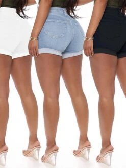 Women's Shorts Jeans Hot Pants Denim Light Blue Navy Black Fashion Casual Daily Side Pockets Micro-elastic Short Comfort Plain S M L XL XXL