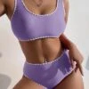 Women's Swimwear Bikini 2 Piece Normal Swimsuit Push Up High Waisted Solid Color Black Red Blue Purple Rose Red Padded Scoop Neck Bathing Suits New Sexy Casual