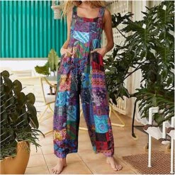 Women's Pants Trousers Jumpsuit Rompers Red Black Mid Waist Fashion Casual Weekend Side Pockets Micro-elastic Full Length Comfort Flower / Floral S M L XL XXL / Loose Fit