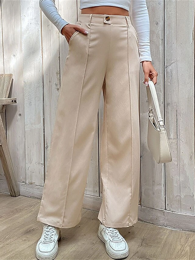 Women's Culottes Wide Leg Pants Trousers Full Length Micro-elastic Fashion Streetwear Outdoor Casual Daily Apricot S M Fall Winter 10 Women's Culottes Wide Leg Pants Trousers Full Length Micro-elastic Fashion Streetwear Outdoor Casual Daily Apricot S M Fall Winter - Image 10