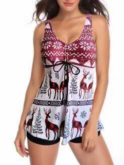 Women's Swimwear Swim Dress 2 Piece Plus Size Swimsuit 2 Piece Modest Swimwear Open Back Printing Leaf Sunflower Black White Yellow Wine Orange Camisole V Wire Bathing Suits New Vacation Fashion -Outlet Suit Skirt Fit Store ekuabk1669023853172