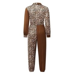 Women's Jumpsuit Maillard Print Leopard V Neck Sexy Daily Holiday Straight Regular Fit Long Sleeve Brown S M L Summer Fall -Outlet Suit Skirt Fit Store enpcvr1656999379233