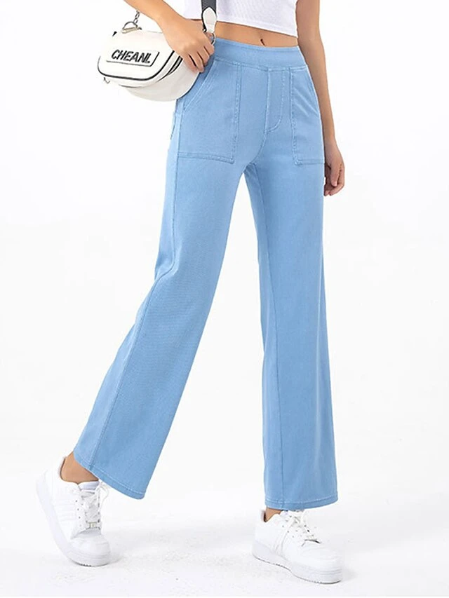 Women's Jeans Wide Leg Pants Trousers Full Length Fashion Streetwear Outdoor Street Dark-Gray Deep Blue S M Fall Winter 11 Women's Jeans Wide Leg Pants Trousers Full Length Fashion Streetwear Outdoor Street Dark-Gray Deep Blue S M Fall Winter - Image 11