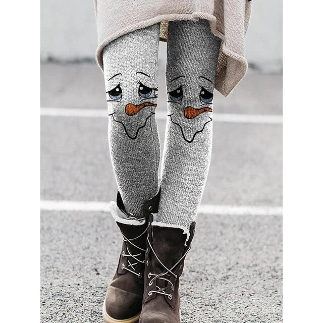 Women's Fleece Pants Tights Leggings Xmas Full Length Print High Elasticity Fashion Christmas Casual Daily Grey S M 1 Women's Fleece Pants Tights Leggings Xmas Full Length Print High Elasticity Fashion Christmas Casual Daily Grey S M