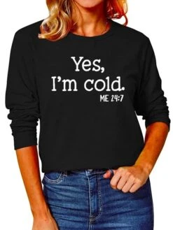 Women's T Shirt Tee Cotton Black White Yellow Letter Print Long Sleeve Daily Basic Round Neck Regular Fit Spring &Fall -Outlet Suit Skirt Fit Store fdfdwk1693995234420