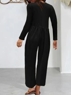 Women's Jumpsuit Pocket Solid Color Crew Neck Streetwear Street Daily Straight Regular Fit Long Sleeve Black Yellow Red S M L Fall 14 Women's Jumpsuit Pocket Solid Color Crew Neck Streetwear Street Daily Straight Regular Fit Long Sleeve Black Yellow Red S M L Fall -Outlet Suit Skirt Fit Store fevjzw1692615946918