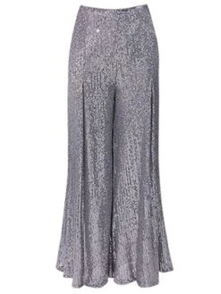 Women's Wide Leg Pants Trousers Sparkly Pants Full Length Fashion Streetwear Party Street Silver White XS S Fall Winter -Outlet Suit Skirt Fit Store ffqmpi1693552824569