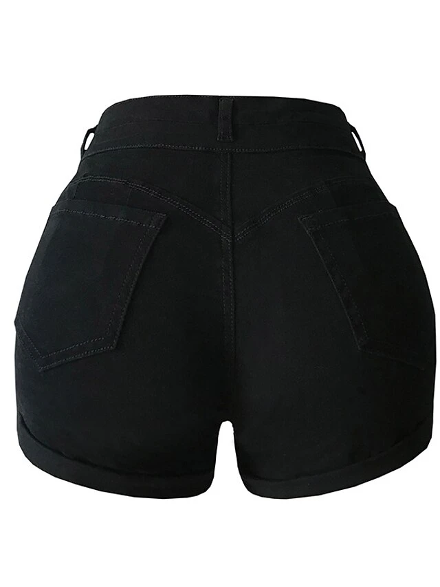 Women's Shorts Hot Pants Denim White Black Mid Waist Fashion Casual / Sporty Daily Weekend Side Pockets Stretchy Short Comfort Plain S M L XL XXL 7 Women's Shorts Hot Pants Denim White Black Mid Waist Fashion Casual / Sporty Daily Weekend Side Pockets Stretchy Short Comfort Plain S M L XL XXL - Image 7