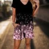 Women's Romper Pocket Print Floral V Neck Holiday Vacation Weekend Baggy Shorts Loose Fit Short Sleeve T-shirt Sleeve Black White Pink S M L Summer